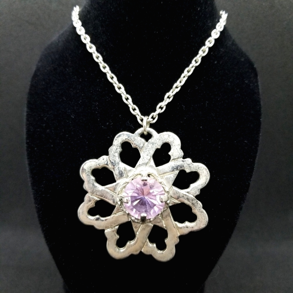 Celtic light amethyst silver-tone necklace
